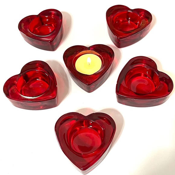 Red Crystal Heart Tea Light set. - Picture 4 of 4